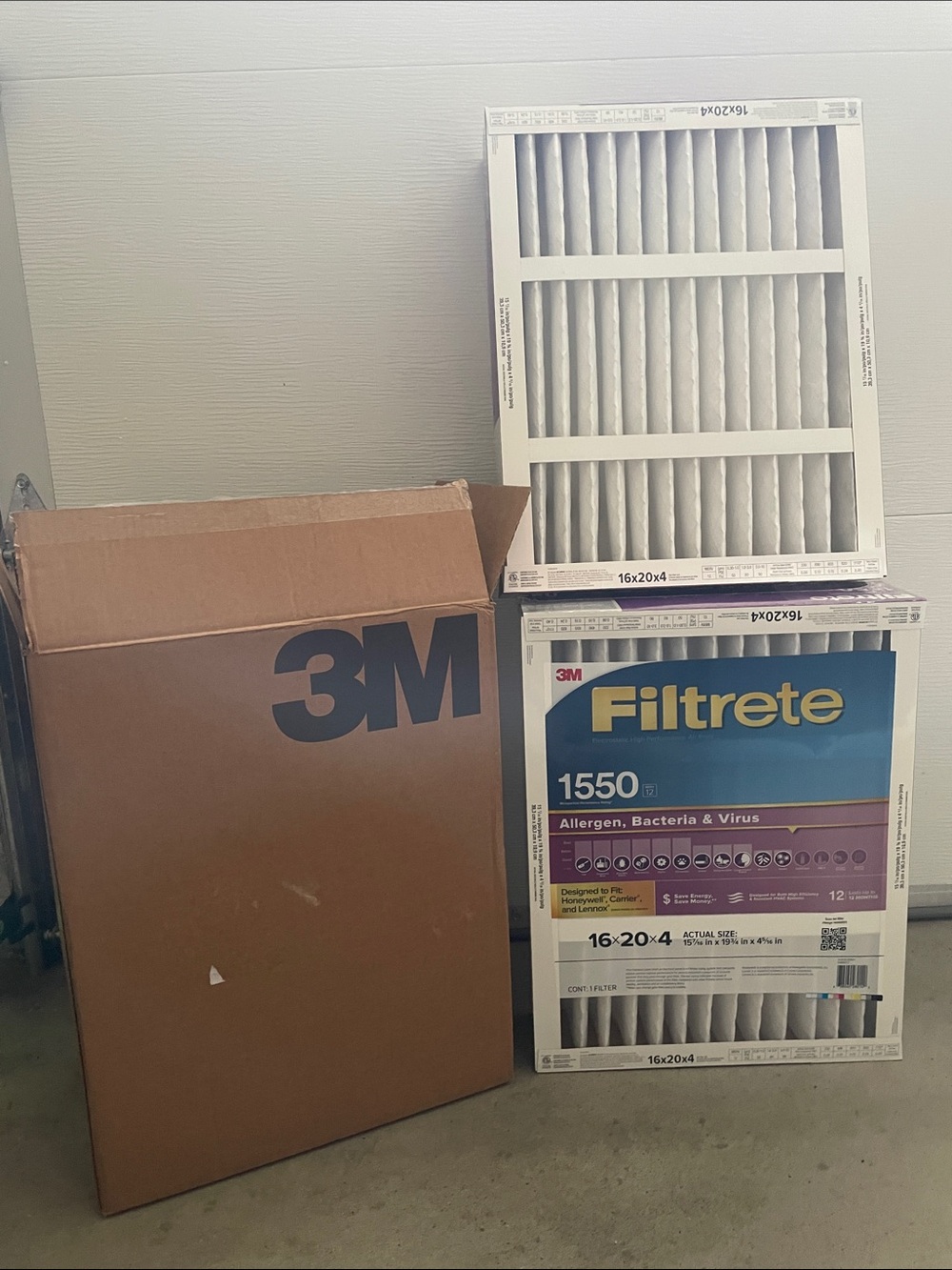 3M Filtrete 1550 Allergen, Bacteria & Virus 16x20x4 Filters 2 pack